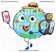 Clipart of a Globe Mascot Traveler Using a GPS App on a Smart Phone ...