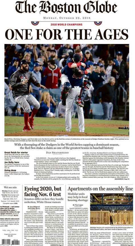 Here’s What The Front Page Of Monday’s Boston Globe Looks Like