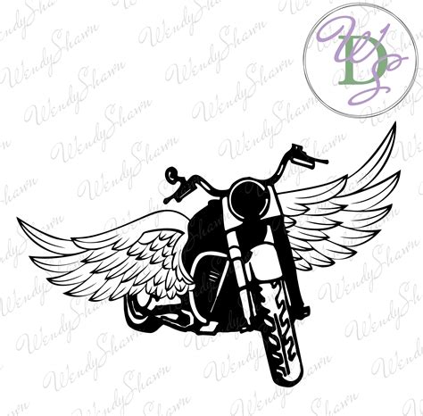 Motorcycle With Wings Ribbon Grange Svg Motorcycle Svg Motorbike Svg