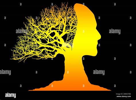 Human faces and tree silhouette Stock Photo - Alamy