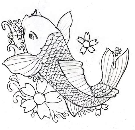 Koi are a large colorful variety of the fish known as the carp. Line Drawing Koi Carp | Stewart Honeyman | Flickr