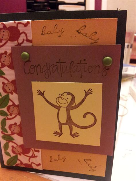 The app includes all the props to create an amazing baby shower invitation card like card frames, stickers, texts, border frames, crop baby face in several shapes. homemade card for monkey themed baby shower | Card making ...
