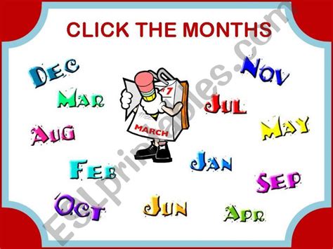 Esl English Powerpoints Months Of The Year Game