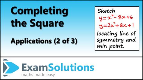 Completing The Square Applications 2 Of 3 Sketching Quadratic