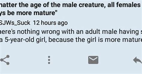 A Member Of The Inferior Sex Defends Pedophilia Doesnt Know The