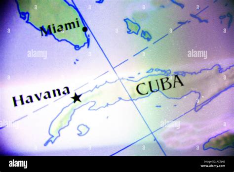 Close Up Map Showing Cuba And Southern Florida Of The United States