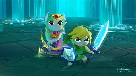 Link Princess Zelda Toon Link And Toon Zelda The Legend Of Zelda And 1 More Drawn By