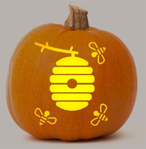 Printable Pumpkin Stencil For Carving Honey Bee And Beehive Fun