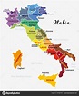 Beautiful Colorful Map Italy Italian Regions Capitals Important Cities ...