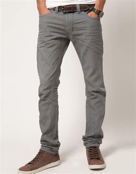 Diesel Thavar 801d Slim Jeans In Grey Gray For Men Lyst