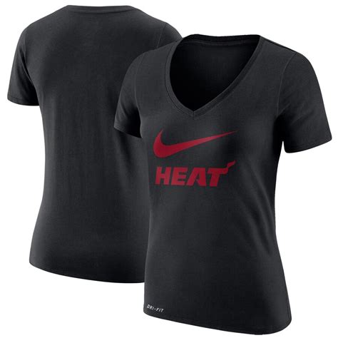 Nike Miami Heat Womens Black Swoosh V Neck T Shirt