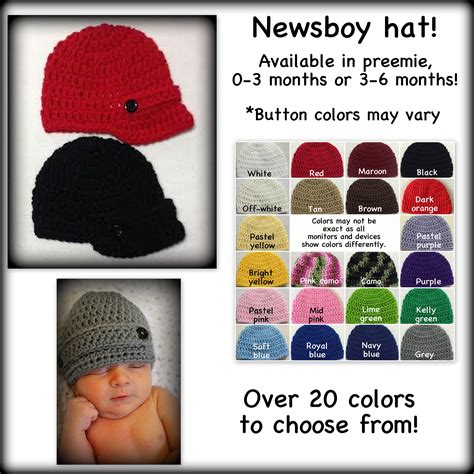 Baby Newsboy Hat Photo Prop Newborn 0 3 Months 3 6 Months Etsy