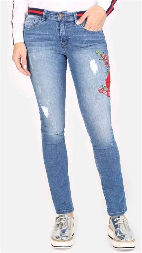 Jeans Skinny Bordado Con Flores De Foleys De Segunda Mano Gotrendier
