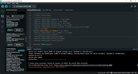 My Esp 32 Cam Is Failing To Upload Code Onto Itthe Error Message Is