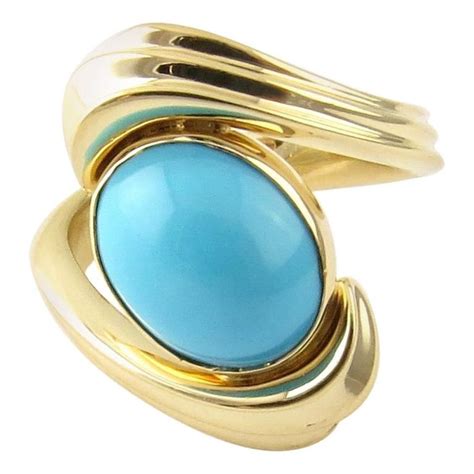 Karat Yellow Gold Cabochon Turquoise Ring Turquoise Ring Gold