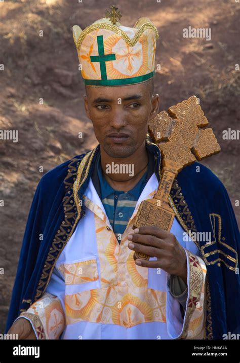 Monk Of The Ethiopian Orthodox Church With A Wooden Cross Amhara