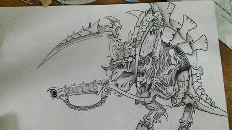 Tyranid Carnifex Black And White Ink Drawing Ink Drawing Drawings