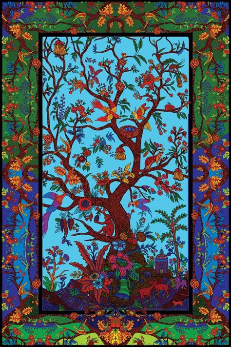 3d Color Tree Of Life Tapestry Beach Sheet Hanging Wall Art Corner