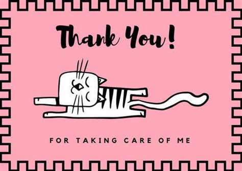 Thank You For Taking Care Of Me Cat Thank You Card Digital