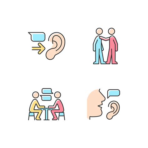 Verbal And Nonverbal Communication Rgb Color Icons Set 3530200 Vector
