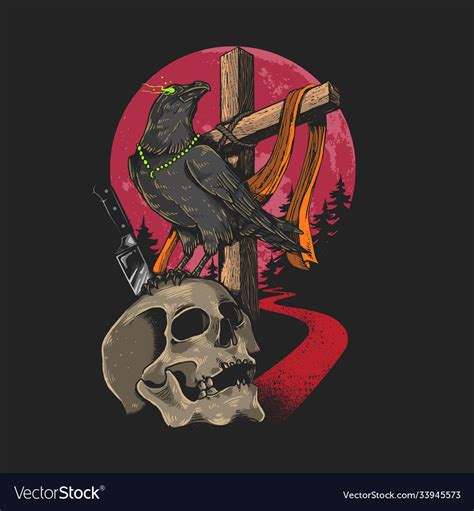 Skull And Crow Graphic Royalty Free Vector Image