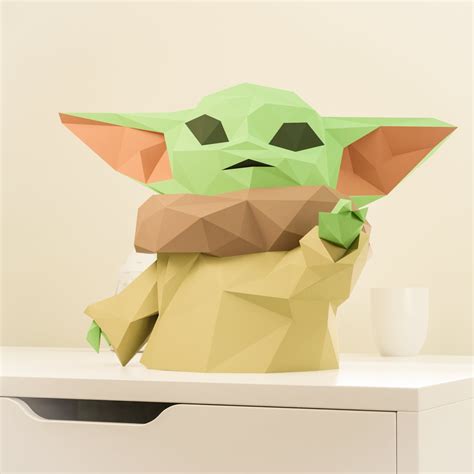 Baby Yoda Star Wars Papercraft Diy Paper Craft Model Etsy