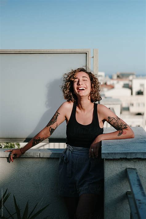 Portrait Of A Woman On A Rooftop In Barcelona By Vera Lair