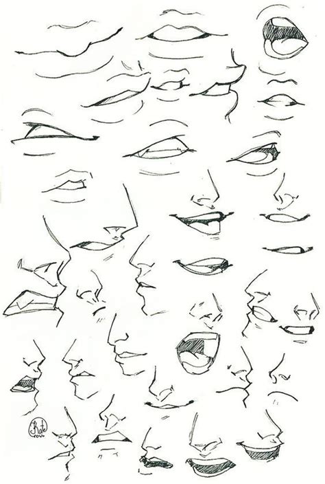 A Drawing Of Different Faces And Mouths