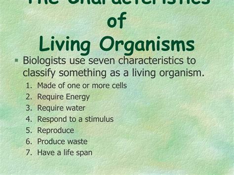 PPT - Characteristics of living organisms PowerPoint ...