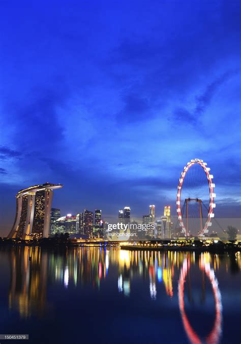 Singapore City Skyline At Night High Res Stock Photo Getty Images