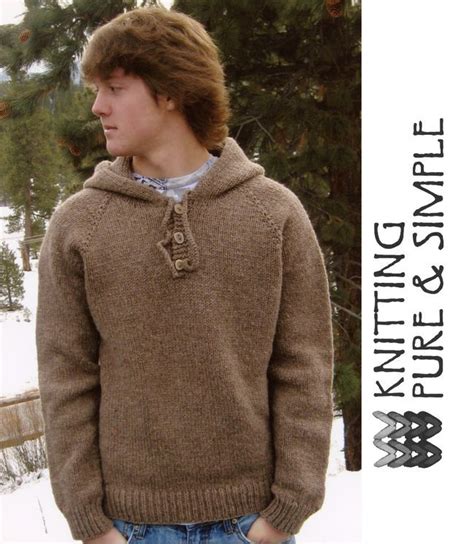 Neck Down Mens Hooded Pullover By Knitting Pure And Simple Mens Hooded