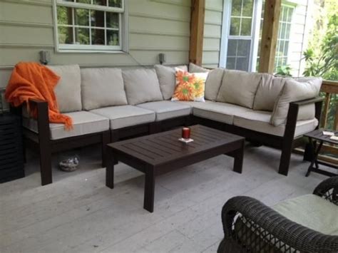Made of steel, this bench is sturdy and durable. Outdoor Sectional with Coffee Table | Do It Yourself Home Projects from Ana White | Contemporary ...