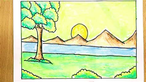 Nature Drawing How To Draw Easy Scenery Drawing With Oil Pastel And