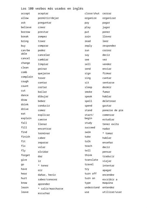 DOC Los 100 verbos más usados en inglés DOKUMEN TIPS