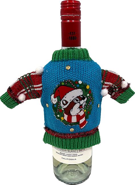 Buc Ees Ugly Sweater Wine Bottle Decor Christmas Sweater Blue Clothing