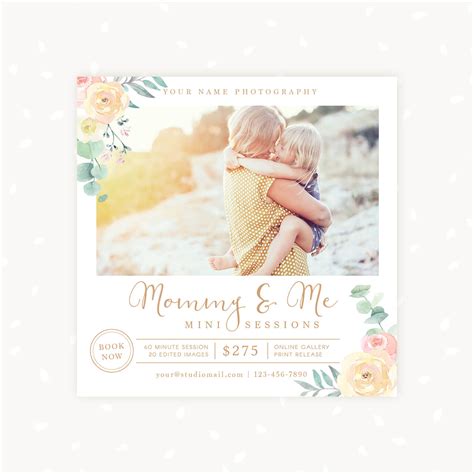 Mommy And Me Mini Session Template Vintage Floral Strawberry Kit