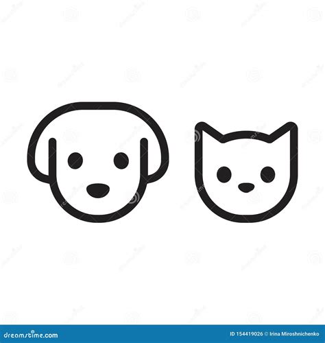 Cat And Dog Head Icon Stock Vector Illustration Of Canine 154419026