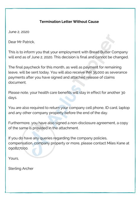 Contoh Surat Warning Letter Free Termination Letter Template Sample