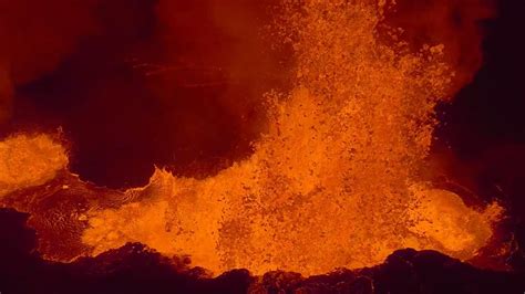 Aerial Drone Captures Iceland Volcano Eruption