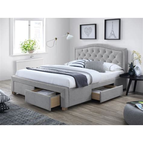 Magnifique tete de lit ikea avec. Lit ELECTRA style moderne 160 x 200 cm en tissu gris clair