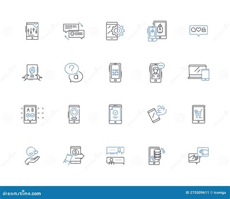 Communication Device Line Icons Collection Mobile Smartph Tablet