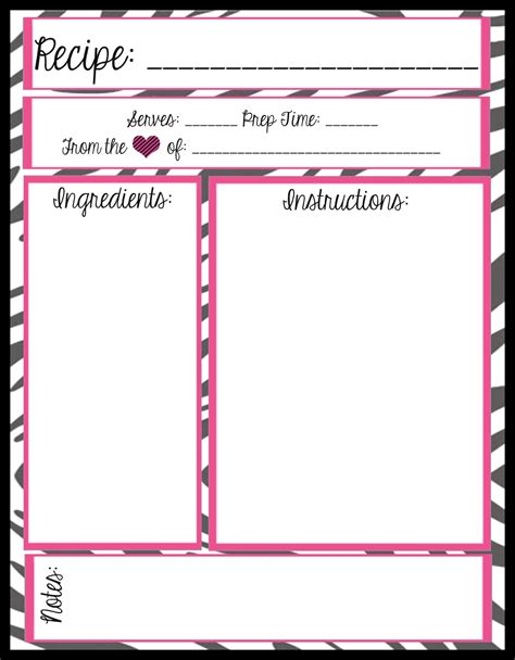 Mesas Place Full Page Recipe Templates Free Printables
