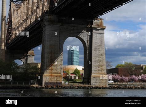 New York Citys 59th Street Bridge Passes Over Roosevelt Island As It