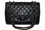 Authentic Chanel Black Quilted Caviar Leather Jumbo Single Flap Bag ...