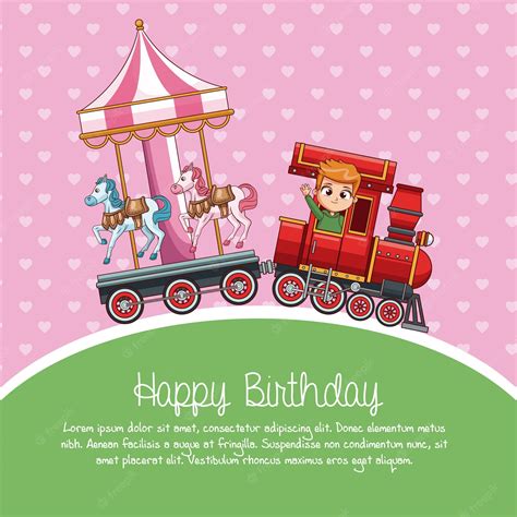 Premium Vector Happy Birthday Train Cartoon