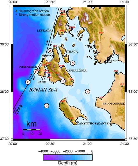 Location Map Of The Study Region The Cephalonia Transform Fault Zone