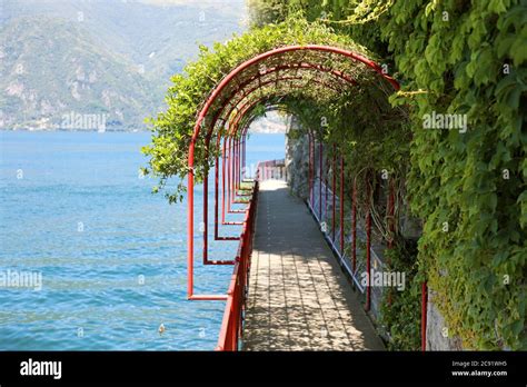 The Scenic Path Walk Of Lovers In Varenna Lake Como Italy Stock Photo