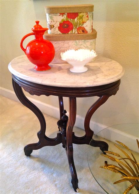 Antique Marble Top Table With Ceramic Wheels 259 Sold Marble