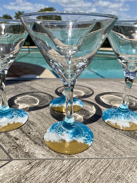 Ocean Theme Martini Glasses Set Of 4 Martini Glasses Ocean Decor