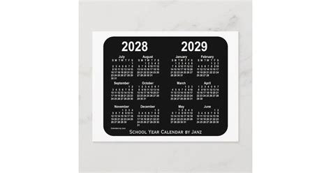 2028 2029 White Neon School Calendar By Janz Postcard Zazzle